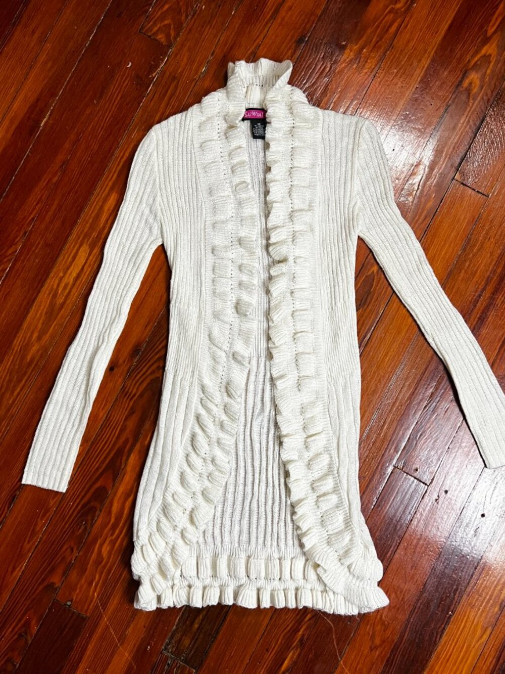 Ivory Ruffle Sweater Duster - Picture 12 of 13